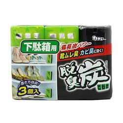 【鞋柜不再有异味】日本进口ST 鸡仔鞋柜脱臭剂活性炭强力除臭剂鞋子除味 1盒3枚装 日本原装进口脱臭碳 (鞋柜除臭2盒6枚)