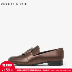 CHARLES&KEITH女士单鞋CK1-70380550金属圆环装饰圆头低跟乐福鞋