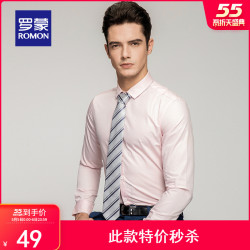 Romon 罗蒙 长袖衬衫2019商务休闲春秋季青年男士衬衫纯色大码衬衣