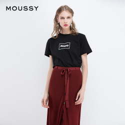 MOUSSY 010BAQ90-5660 新款简约LOGO字母纯色短袖T恤