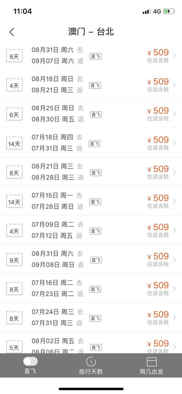 可搭配开口程! 暑假有票!澳门-台湾台北/高雄/台中