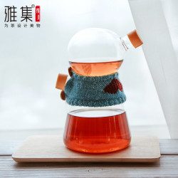 雅集高硼硅玻璃油醋一体调味瓶油瓶 厨房酱油醋瓶耐腐蚀玻璃油壶