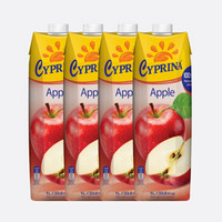 地中海塞浦路斯进口 塞浦丽娜（Cyprina）苹果汁100%纯果汁 1L*4瓶 果汁饮料 整箱