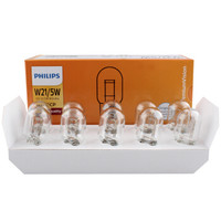 飞利浦(PHILIPS)超值型双尾指示灯示宽灯牌照灯刹车灯转向灯后雾灯尾灯W21/5W 12V汽车灯泡 10支装
