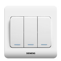 SIEMENS 西门子 开关插座 三开双控带荧光面板 86型暗装面板 远景雅白色