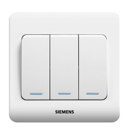 SIEMENS 西门子 开关插座 三开双控带荧光面板 86型暗装面板 远景雅白色