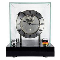 赫姆勒(Hermle)座钟 8天动力机黑杉木水晶玻璃独立秒针械钟22801-740352银色黑色