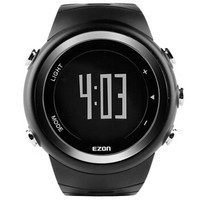 宜准(EZON)手表 户外运动跑步防水计步卡路里燃烧电子表男黑T023B01
