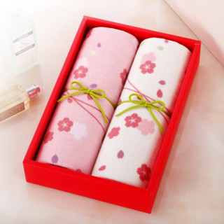 梦特娇（Montagut）京都系列2条装毛巾礼盒 纯棉纱布 柔软舒适吸水 精致优雅 P粉色 26.5*18.5*5.5cm