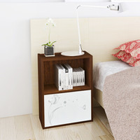 慧乐家 书柜书架 二层单门印花柜带门柜 收纳柜 深红樱桃木色 11265