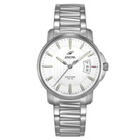 英纳格(ENICAR)瑞士原装进口手表 经典石英表系列白盘钢带大日历显示石英男表955/30/281aA