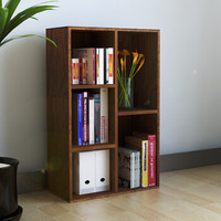 慧乐家 书柜书架 鲁比克五格简易书橱柜子 储物置物架 深红樱桃木色 11051