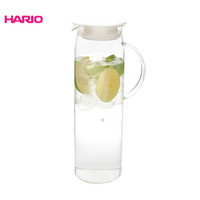 日本HARIO进口耐热玻璃带柄大容量家用冷热水壶HDP 1000ML 白色