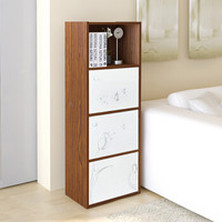 慧乐家 书柜书架 四层三门印花柜带门柜 收纳柜 深红樱桃木色 11267