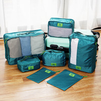 欧润哲 收纳袋包 洗漱包便携式旅行李袋化妆包 湖蓝色 7件套