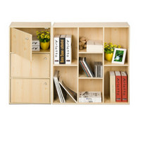 慧乐家 鲁比克七格柜带门柜组合套装 书柜 储物柜 置物架 白枫木色 FNAJ-11219-1