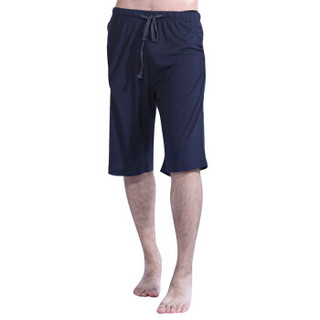 企鹅卫队男士短裤休闲沙滩裤进口纤维素纯色棉中裤男星空兰L(170/90) 35114118