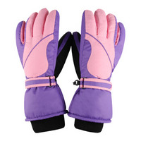 悠乐朋 加厚手套 滑雪保暖手套 户外防风手套 加绒加长手套 女款粉紫色
