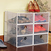 青苇 透明鞋盒 加厚硬塑料 收纳盒  翻盖式易拿取 组合整理箱 大号6个装 白色