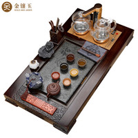 金镶玉 功夫茶具套装 檀木实木茶盘紫砂茶壶茶杯泡茶炉整套 云香福在眼前套组