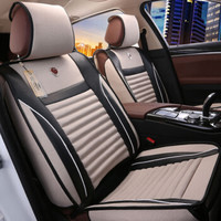 布雷什(BOLISH)五座四季通用汽车坐垫夏季凉垫仿亚麻养生全包围汽车座套座垫车垫车内饰品皮麻标准款神秘黑