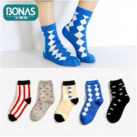 宝娜斯（BONAS）儿童袜子男童女童宝宝棉袜秋冬季保暖袜子5双装 10-12岁 B1608