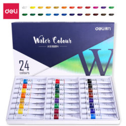 得力(deli)73852 美术绘画24色水彩颜料 盒装 *5件