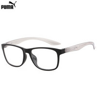 PUMA 彪马 中性款黑色亮面镜框灰色亮面镜腿光学眼镜架眼镜框 PU0035OA-001 53mm