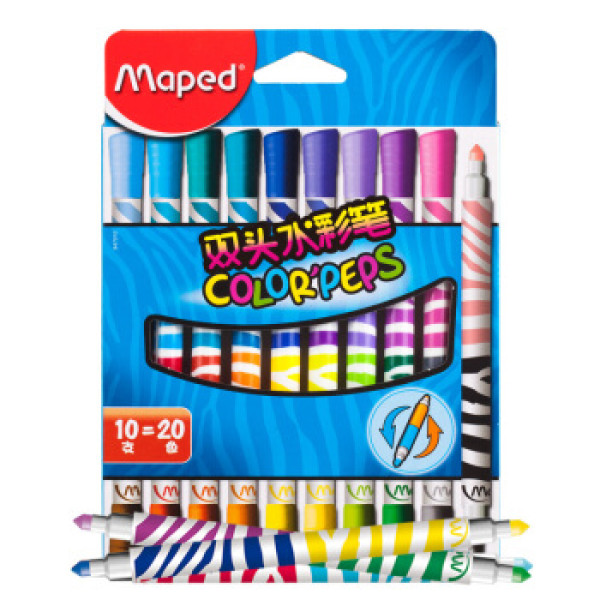 马培德(maped)ch847010 易水洗双头水彩笔(10支装 20色)