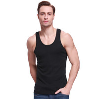 雪中飞 SNOWFLYING 男士背心棉质纯色贴身背心男四季时尚打底衫 黑色 X-600111 XXL(180) (黑色、XXL、棉)