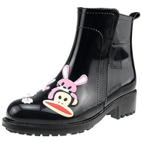 PaulFrank 大嘴猴雨鞋时尚雨靴手绘水鞋 PF1009 黑色 36码