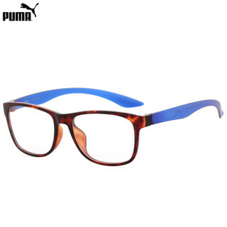 PUMA 彪马 中性款玳瑁色亮面镜框蓝色哑光镜腿光学眼镜架眼镜框 PU0035OA-002 53mm