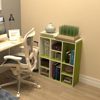 慧乐家 书柜书架 鲁比克九格柜 组合书架层架储物柜收纳柜置物柜 绿白色 11050-2