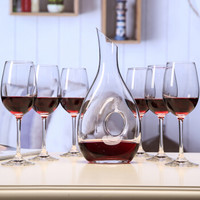 罗派(ROUPA)红酒杯醒酒器酒具7件套410ml红酒杯*6+1000ml醒酒器*1(赠精美酒架和4个酒具配件)