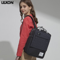 法国乐上(LEXON)双肩包13.3/14英寸笔记本电脑包时尚休闲背包泼水旅行包男书包  深灰色