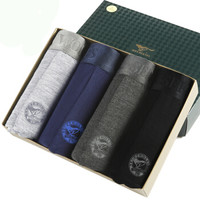 SEPTWOLVES 七匹狼 基础系列 男士内裤 兰精粘胶内裤 男 平角裤明筋四角裤4条盒装 96173-4 多色 L