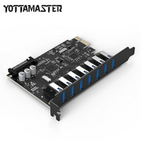 YottaMaster C3 USB3.0 7口高速扩展卡台式机电脑主板PCI-E接口 15PIN接口供电 黑色