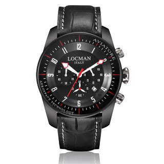 洛克曼 （LOCMAN ）手表飞行员系列男士石英手表真皮表带 0450BKBKFWRKPSK