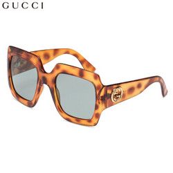 GUCCI 古驰 eyewear 太阳镜女 时尚个性全框方形墨镜 街拍潮搭墨镜 GG0053S-002 哈瓦那镜框薄荷绿镜片 54mm