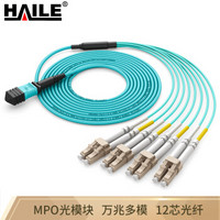 HAILE 海乐MPO-MT12-LC-3M 多模万兆OM3光纤跳线网线 40G模块用MPO光纤线 12芯MPO-LC 3米