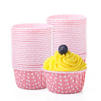 展艺蛋糕纸杯马芬杯 耐高温烘焙面包托模具24只 粉色圆点 中号