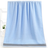 依明洁 纯棉提缎彩条浴巾 蓝色洗澡巾单条装 68*137cm 310g