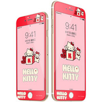 Hello Kitty 苹果iPhone6s/6钢化膜 全覆盖卡通手机保护贴膜 3D软边防碎彩膜 棉花糖凯蒂 红色