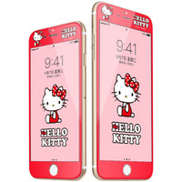 Hello Kitty 苹果iPhone8/7钢化膜 全覆盖卡通手机保护贴膜 3D软边防碎彩膜 坐姿凯蒂