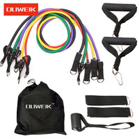 杜威克 拉力绳健身男力量训练弹力带胸肌运动器材家用女扩胸器弹力绳   11件套