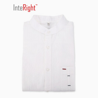 INTERIGHT 棉麻小立领 休闲舒适长袖衬衫  白色 M码