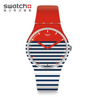 斯沃琪（Swatch）瑞士手表 原创炫彩系列海员T恤 石英男女表SUOW140