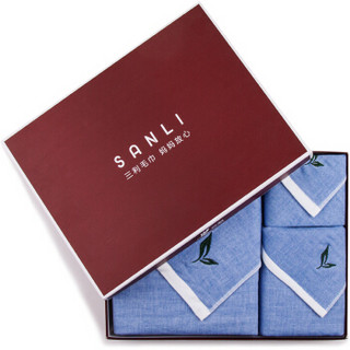 三利 纯棉AB版纱布系列 植物香味 方巾毛巾浴巾组合三件套礼盒装 茶香-杜若色