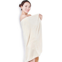 三利高梳纱柔软舒适浴巾 不易掉毛强吸水裹身巾 70×140cm 奶油黄 买就赠洗脸束发带一条