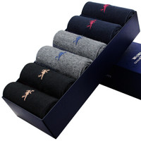 与狼共舞男袜 袜子男 纯棉透气休闲商务棉袜 6双装 混色 3505-6